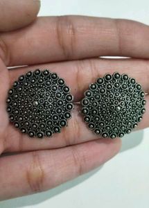 Oxidised Silver Flower Earrings