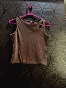 Brown Cutout Tank Top