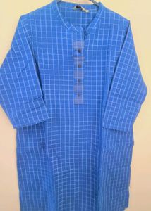 Women Checked Blue Kurta