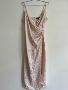 Elegant Nude Slit Dress