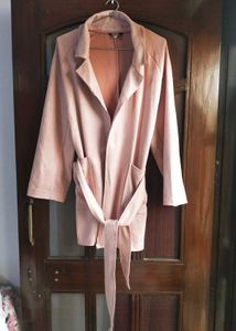 Pink Suede Trench Coat