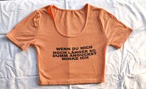 Ribbed Crop Top - German Slogan