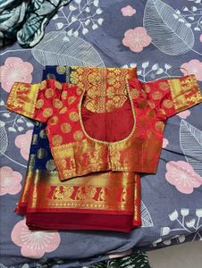 Elegant Red &amp; Blue Saree