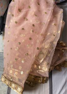 Pink Net Dupataa With lace