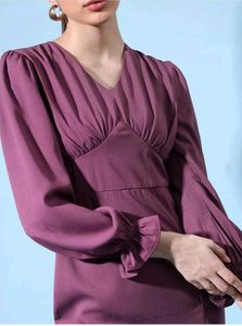 Dressberry V neck Puff sleeve A-line Dress