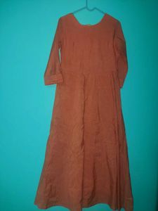 Rust Embroidered Kurti Dress