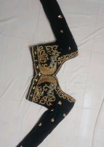 Black & Gold Embellished Blouse Y2K