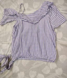 Lavender Gingham Wrap Top- ONLY