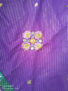 Purple Georgette Embroidery Saree