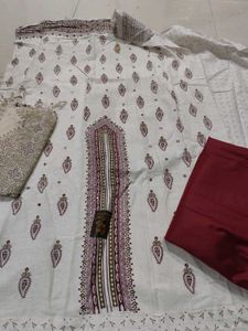 Cotton Khadi Dress Material Full Set