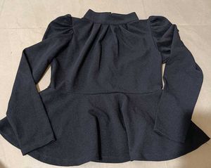 Kassually Chic Black Peplum Top, L Size