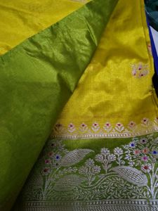 original raw mango Yellow Saree
