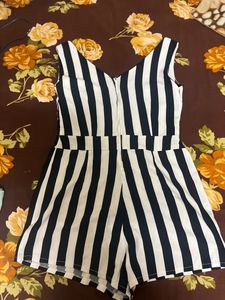 Black N White Strips Jumpsuit
