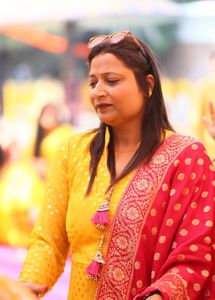 Anarkali yellow  Set with banarasi duppata