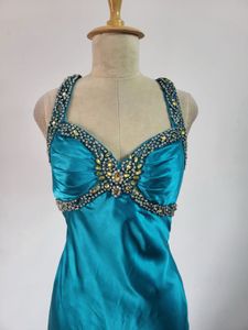 Teal Embellished Formal Gown