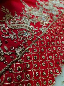 Red crepe salma zardozi work saree