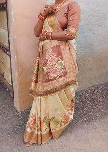 Hand Work Golden Saree