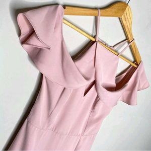 Pink Cold Shoulder Maxi Dress