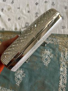 lino Perros Sparkling Silver Evening Clutch