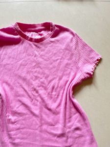 Pink Ribbed Tee