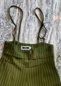 Shein Green Pinstripe Jumpsuit