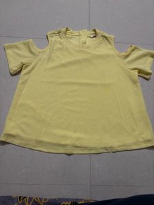 “Honey By Pantaloons” Yelloe Cold Shoulder Top