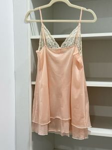 Peach Lace Trim Dress