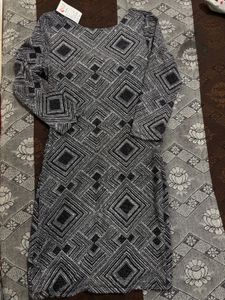 Patterned Bodycon midi shimmer Sleeve Dress