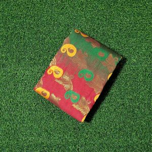 Tasar Saree - Red & Green