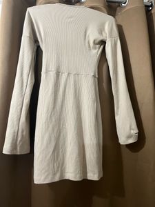 Tan Long Sleeve Mini Dress