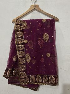 Embroidered saree with blouse and peti coat
