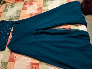 Teal Embellished Palazzo Set