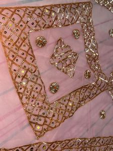 Pink &amp; Gold Embellished Saree