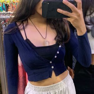 Cute Navy Crop Top