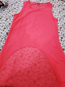 Peach Colour High Low Top