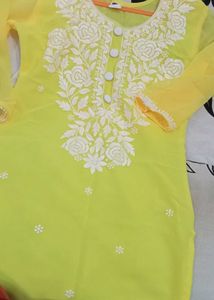 Elegant Yellow Embroidered Kurti