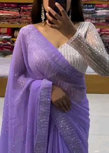 Elegant Purple Sequin Saree