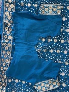 Teal Sequin Saree