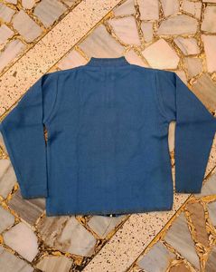 Blue Zip-Up Knit Jacket