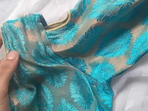 Stunning Blue &amp; Gold Cold Shoulder Dress