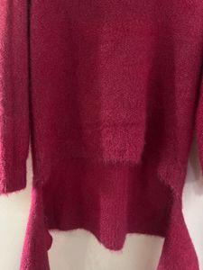 Magenta Colour High Neck Warm Sweater/Top