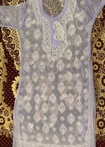 Lavender Chikankari Kurti