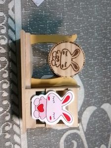 Cute Wooden Pen Stand +Free Gift 🎁