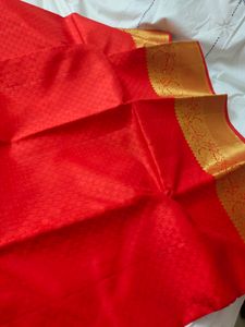 100% Pure Kanchipuram Silk Saree- Bright Red