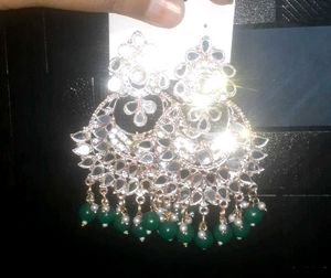 Green Heavy Earings Party Wear