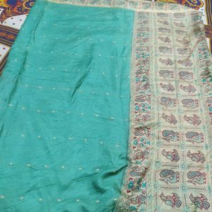 Sea green pure silk