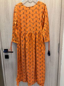 Orange Printed Kurta