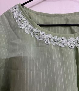 Mint Green Striped Blouse