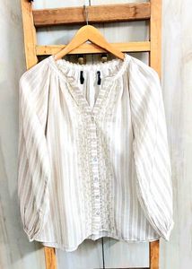 Striped Button-Down Blouse size-46