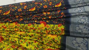 Beautiful Parrot And Floral Saree